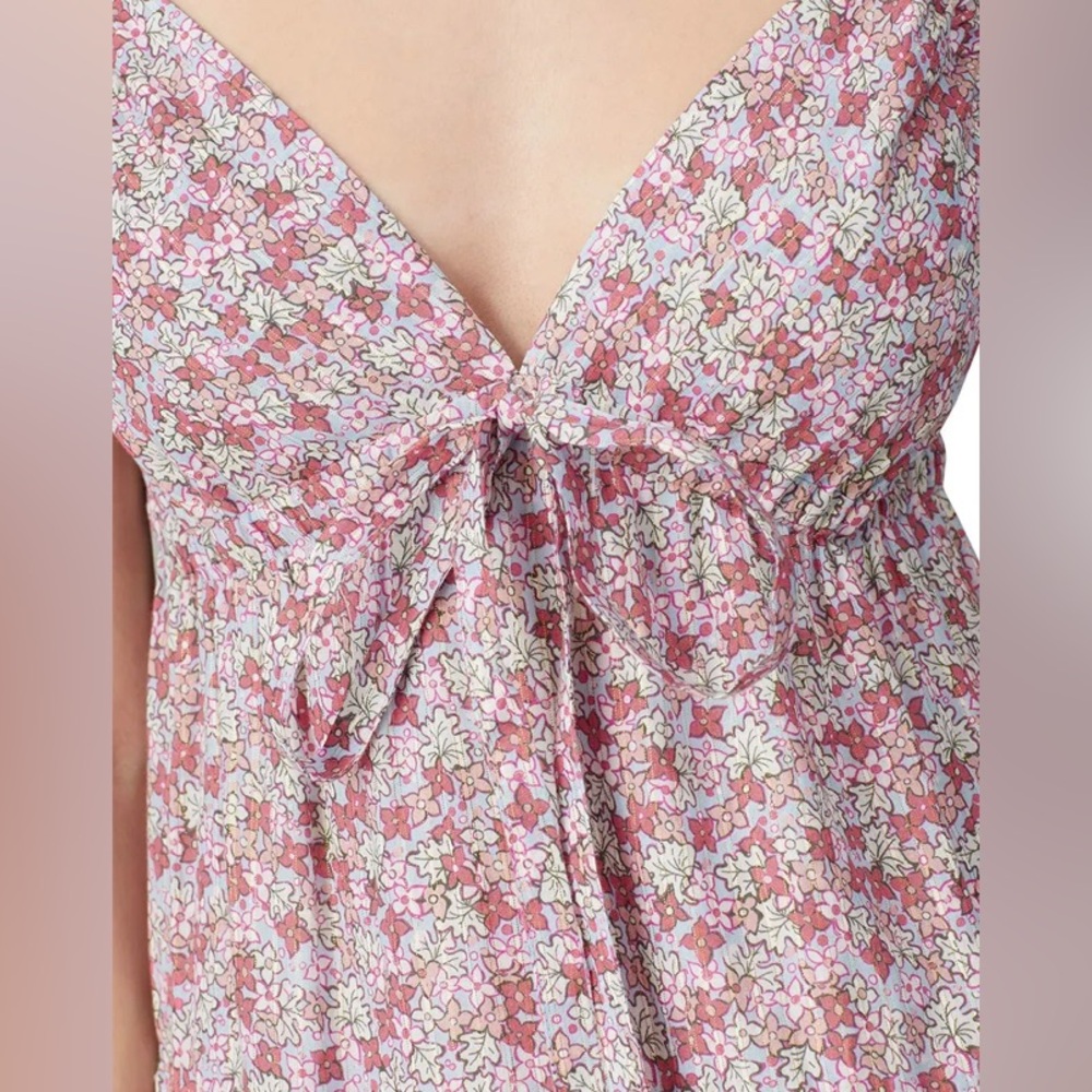 La Vie Rebecca Taylor Cotton Floral Strappy Tiered Dress - Picture 4 of 6